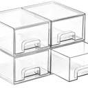 Large Stackable Acrylic Drawers - 4 Clear Storage Drawers for Organizing Make up, Nail Polish, Hair Accessories, and Beauty Supplies - Makeup Organizer for Vanity, Bathroom Organizer Countertop