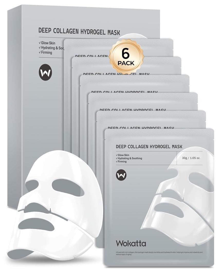 6 Pack Bio-Collagen Face Mask, Hydrating Overnight Masks, Fine Lines Face Lifting Mask for Elasticity, Pore Minimizing, Firming, Moisturizing, Facial Mask Skincare