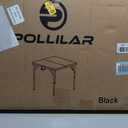 pollilar 34" Folding Card Table Square Foldable Table Plastic Portable with Detachable Legs, Dual Height Adjustable, Heavy-Duty Indoor Outdoor Dining, Game, Picnic, Mahjong Tables-Black