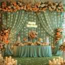 10x10ft Sage Green Backdrop Curtains with Lights Photo Drapes Wrinkle Free Fabric Backdrop Curtain for Wedding Birthday Party Baby Shower Bridal Shower Home Party Background Decorations