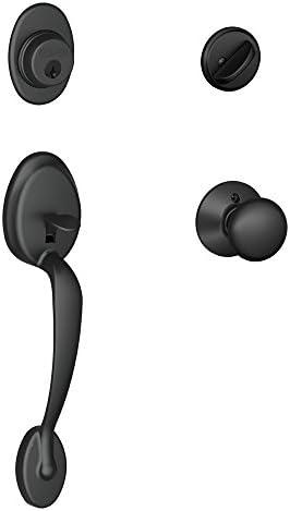 SCHLAGE Plymouth Single Cylinder Handleset and Plymouth Knob, Matte Black (F60 PLY 622)
