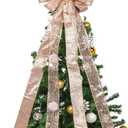 45 * 13Inch Christmas Tree Topper Bow Decoration, Giftable Large Glitter Tree Decoration Ornaments(Rose Gold)