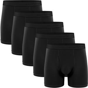 Natural Feelings Boxer Briefs Mens Underwear Men Pack Soft Cotton Open Fly Underwear (Medium, A5: Classic Black)