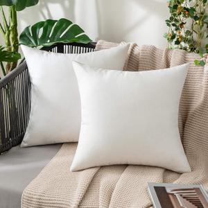 MIULEE Pack of 2 Decorative Outdoor Solid Waterproof Throw Pillow Covers Faux Linen Garden Farmhouse Cushion Cases for Patio Tent Balcony Couch Sofa 18x18 Inch White