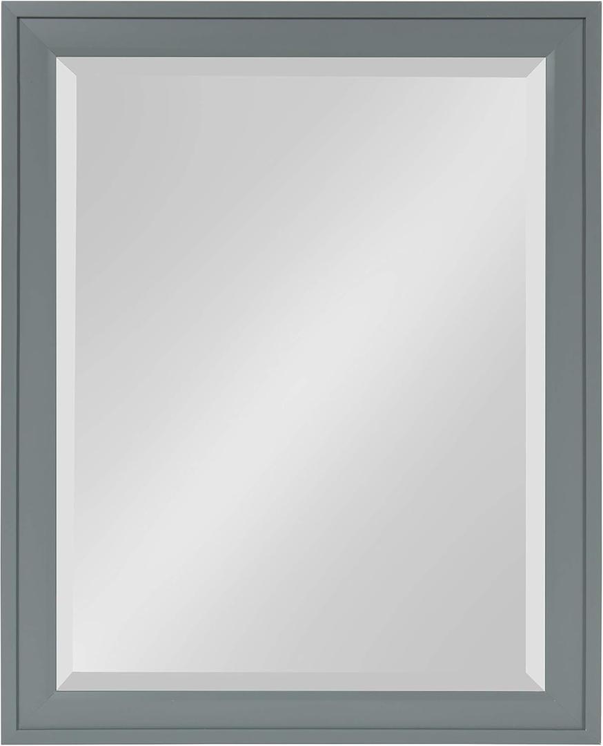 DesignOvation Bosc Framed Decorative Rectangle Wall Mirror, 22 x 28, Gray, Transitional Rectangular Vanity Mirror for Use as Bathroom Mirror for Over Sink or Refined Entryway Mirror