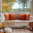 MIULEE Pack of 2 Decorative Outdoor Solid Waterproof Throw Pillow Covers Faux Linen Garden Farmhouse Cushion Cases for Summer Patio Tent Balcony Couch Sofa 16x16 Inch Burnt Orange