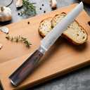 Bread Knife for Homemade Bread - 8-Inch Ergonomic Damascus Steel Blade with Solid Wood Handle, Perfect for Sourdough Enthusiasts and Top Chefs, Effortlessly slice sourdough, cake, and bagels