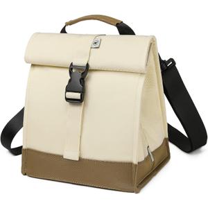 SUNNY BIRD Insulated Lunch Bag Rolltop Lunch Box Medium Lunch Cooler Tote for Women, Girls, Teens and Adults (White)