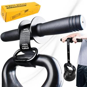 VAIIO Forearm Strengthener and Wrist Roller with Quick Locking Mechanism - Durable PVC Anti-Slip Grip Handles - Perfect for Men and Women - Ideal for Hand, Wrist, and Forearm Strength Training (Black)