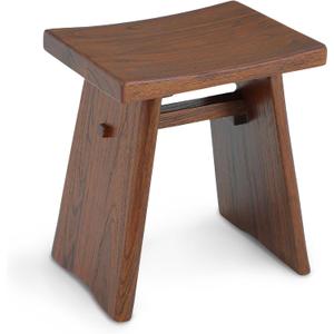StrongTek Teak Shower Stool, 18-Inch Solid Teak Wood Bath Seat Bench for Bathroom, Spa & Home, Ergonomic Curved Seat, Water-Resistant, 350 lbs Capacity, Stable Structure & Smooth Finish, Dark Brown