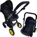 Baby Doll Car Seat Stroller Combo  Convertible 2 in 1 Doll Stroller and Car Seat for Kids  Fits Up to 20 Dolls  Play Toy Baby Stroller with Adjustable Handle for Girls Toddlers All Ages (Black)