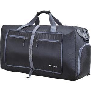 Woogwin Travel Duffel Bag Large Foldable Waterproof Overnight Bag for Beach Swim Bags Pool Sports Gym (100L Black)