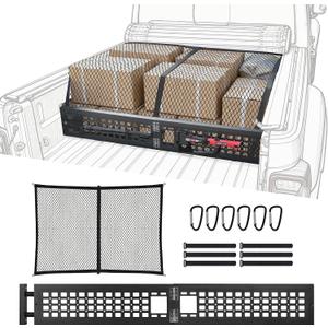 Truck Bed Divider with Cargo Net Compatible with 2020-2026 Jeep Gladiator Bed Rack Molle Panel Truck Bed Organizer Replacement for 2020-2026 Jeep Gladiator Bed Accessories