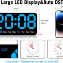 9.5 Inch Large Digital Wall Clock with LED Display, Auto DST, Dual Alarm with Snooze, Adjustable Brightness, Temperature & Date Display, Wall Mount or Desk Clock for Bedroom, Living Room, Office,-Blue