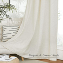 NICETOWN Natural Linen Curtains 84 inch Long 2 Panels Set, Grommet Top Thick Linen Burlap Semi Sheer Vertical Drapes Privacy Assured with Light Filtering for Bedroom/Living Room, W55 x L84