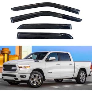 KPY Window Visor Compatible with Dodge RAM 1500 Crew Cab 2019-2025 (New Body Style Only), 4PC Rain Guard Side Window Vent Deflectors Tape-On Mugen Style, 2019 2020 2021 2022 2023 2024 2025