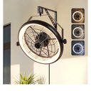 Wall Mounted Fan with Lights, 23” Wall Mount Fan with Remote, 6 Speeds Plug in Wall Fan, Reversible, 3CCT, Dimmable, Noiseless, 360°Adjustable Tilt for Workshop, Patio, Home