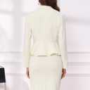 Allegra K 2 Piece Skirt Sets for Women Long Sleeve Blazer and Pencil Skirt Business Suits, Large, Cream White
