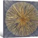 7Fisionart Sunburst Wall Art Gold Abstract Wall Decor Modern Radiant Color Pictures Paintings Grey Framed Artwork for Bedroom Living Room Kitchen Home Office 32"x32"
