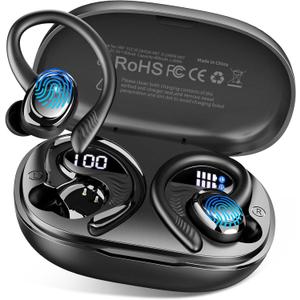 Wireless Earbuds Bluetooth 5.4 Headphones Sport, 2025 Bluetooth Earbuds with Earhooks, 50H Stereo Over Ear Buds, Earphone with 4 ENC Noise Canceling Mic, IP7 Waterproof Headset for Running/Gym/Workout