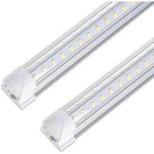3FT LED Shop Light, 36W 5000lm Super Bright 6500K, Clear Cover, V-Shape, T8 LED Fixture, Linkable Shop Lights for Garage, Workbench, Workshop (2 Pack)