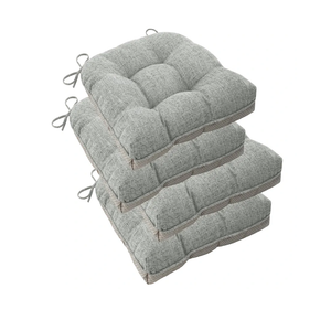 ELFJOY Chair Cushions for Dining Chairs Set of 4 Office Chair Cushion 80cm x 60cm Inches Kitchen Chair Pads Soft and Comfortable Seat Cushion with Ties and Non Slip Backing,Light Grey