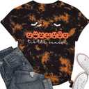 Pumpkin Spice Coffee Latte Shirt Womens Halloween Shirts Cute Spooky Season Short Sleeve Tops (Small, Tdblack)