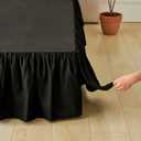 Bed Skirt Queen Size Ruffled Bed Skirt with Split Corners, Queen Bed Skirts 18 Inch Drop with Platform, Black, 18'' Queen