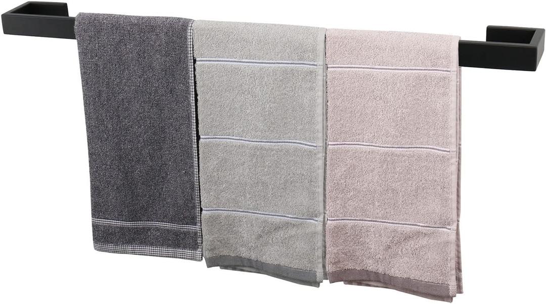 TocTen Bath Towel Rack - Square Base Thicken SUS304 Stainless Steel Towel Bar for Bathroom, Bathroom Bar Accessories Towel Rod Heavy Duty Wall Mounted Towel Holder (Matte Black, 30 Inch)