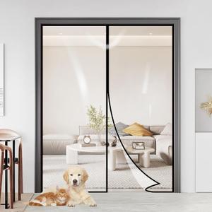 Transparent Insulated Door CurtainSkloopearg Magnetic Thermal Door Screen Auto Closer Fits Doors Up to 72" x 80", to Keep Warm in Winter Cool in Summer for Air Conditioner Room, Kitchen, Bedroom