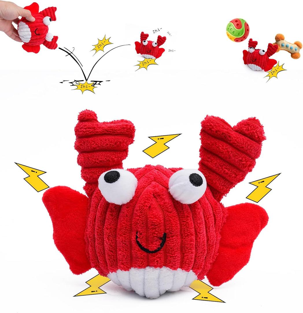 2 x Interactive Squeaky Dog Chew Toy,No Stuffing Interactive Chew Toy for Small Medium Large Dogs, Training Reward Gift for Pets(red Crabs)