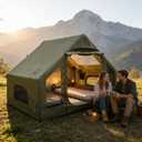 Inflatable Tents for Camping, Quick Setup Blow Up Tents with Pump, Hot Tent 4-Season, Waterproof Oxford Inflatable House Tent for Camping Hiking, Air Glamping Tents with Canopy