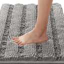 H.VERSAILTEX Bath Rugs for Bathroom Non Slip Bath Mats Extra Thick Chenille Striped Rug 20" x 32" Absorbent Non Skid Fluffy Soft Shaggy Washable Dry Fast Plush Mat for Indoor, Bath Room, Tub - Dove