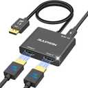 Ruuprrn 4K@60Hz DisplayPort to Dual HDMI Adapter, DP 1.4 Source to HDMI 2.0 Splitter for Dual Monitors, Display Port to HDMI Splitter 1 in 2 Out Extended Display, for PC,NVIDIA, AMD Graphic Card