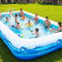 Extra Large Inflatable Pool for Adults, 165"x76"x22" Full-Sized Blow Up Pool with 0.6mm PVC & Cute Animal Print, Big Family Swimming Pool for Backyard Outdoor Summer Water Party