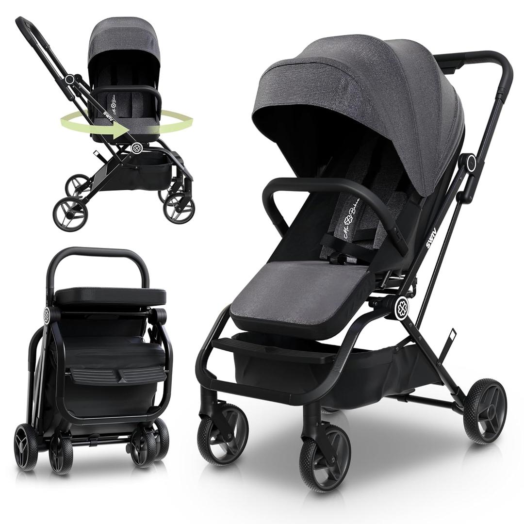 Lightweight Travel Stroller - Aluminum Foldable Stroller for Toddlers 0-4 with 360 Rotating Seat, 3-Way Adjustable Backrest - Compact Strollers for Travel, Airplane Strollers for Baby & Infant