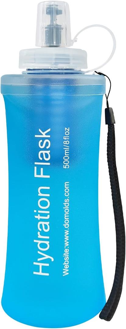 500ML Collapsible Water Bottle with Filter for Hiking, Camping & Travel - TPU Soft Flask, 0.1 Micrometer Hollow Fiber Membrane for Clearer, Better Tasting Outdoor Water(Blue)