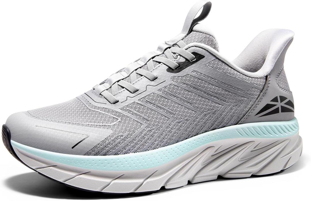 Men's Slip On Walking Shoes Running Comfortable Tennis Breathable Non Slip Athletic Gym Workout Cross Training Fashion Sneakers (9, Grey)