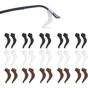 YINGFENG 15 Pairs1.8 Inch Anti-slip Eyeglass Ear Grips Hook, Comfortable Silicone Elastic Eyeglasses Temple Tips Sleeve Retainer for Sunglasses, Presbyopia Glasses, Spectacles Glasses, 3 Colors