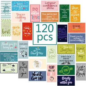 Outus 120 Pcs Motivational Encouragement Quote Cards Inspirational Kindness Appreciation Gratitude Business Encouragement Mini Note Cards, 30 Styles, 3.5 x 2 Inch(Bright Style)