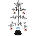 HOHIYA Metal Ornament Display Tree Stand Rotating Hanger 24 Inch Wire Hook Hanging for Halloween Christmas Balls Bauble Decorations Gift Craft Tabletop Taiwan Made Black