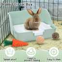 Reallnaive 15 Pcs Rabbit Starter Kit Small Rabbit Litter Box Girls Gift Animal Grooming Kit Bunny Toys Bowl Blankets with Cleaning Set for Guinea Pig Accessories(Green)