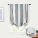 DriftAway Chris Double Layer Linen Blackout Tie Up Curtains Thermal Insulated Fully Lined Vertical Striped Balloon Roman Shade Bathroom Window Adjustable Rod Pocket 25 Inch by 47 Inch Jean Navy