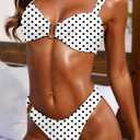 Womens Bikini Set Two Piece Swimsuit with Metal Accent Top High Cut Bottom (White, M)