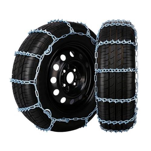 PONYBRO Snow Chains with V Bar, Quik Grip Easy Installation Tire-Chains Sturdy and Durable, Portable Reusable Universal Emergency Tire Traction Chain for Passenger Cars, SUVs, Pickups, MPV -Set of 2