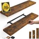 BAYKA Rustic Brown Floating Shelves 35.4in, Set of 2, Wall Mount Wood Shelf