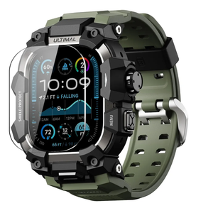ULTIMAL Rugged Case with Band for Apple Watch 49mm,Compatible with Apple Watch Ultra/Ultra 2, Military Grade Shockproof Bumper Cover for iWatch Tactical Band Men (49mm,Green)