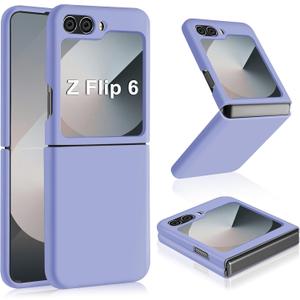 Z Flip 6 Liquid Silicone Case for Samsung Galaxy Z Flip6 5G, Slim Case for Women, Soft Gel Rubber Ultra Thin Cases Silky Touch Anti-Scratch Shockproof Protective Cover for Samsung Z Flip 6 5G (Purple)