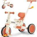 Toddler Bike with Push Handle,Tricycles for 18 Months to 5 Years Old, Toddler Tricycle with Push Handle for Boy Girl, Baby Balance Bike with Adjustable Seat Height and Removable Pedal (White)