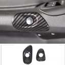 Door Lock Switch Button Frame Compatible with Chevy Corvette C6 2005-2013, Inner Door Push Button Trim, Door Release Switch Button Trim Cover Bezel Decoration Accessories, ABS (Carbon Fiber)